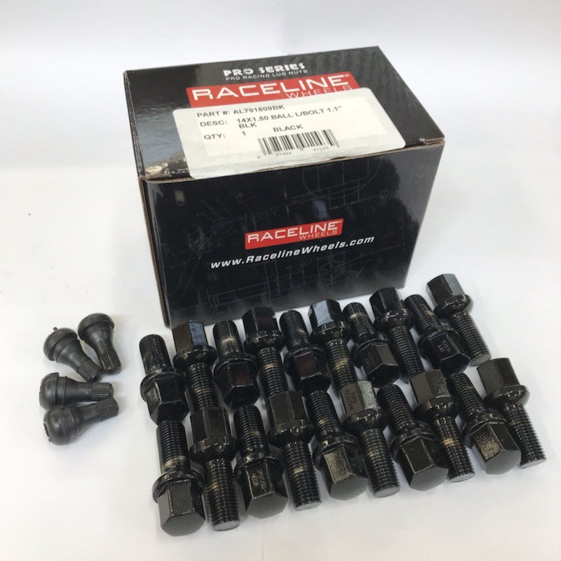 L791809BK (14x1.50) Black BALL LUG BOLT 1.1"