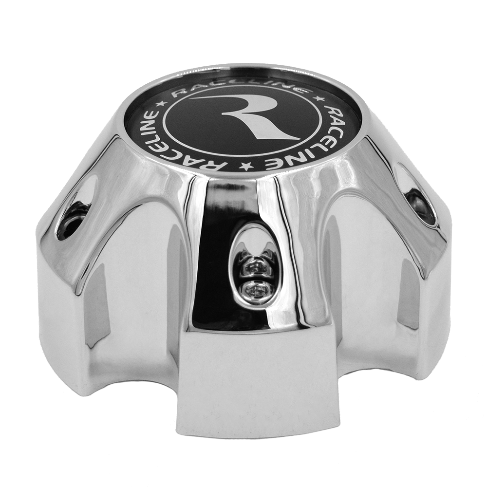 CPR982-50-B RACELINE 982 RAPTOR CAP CHROME W/BLACK LOGO 5X127