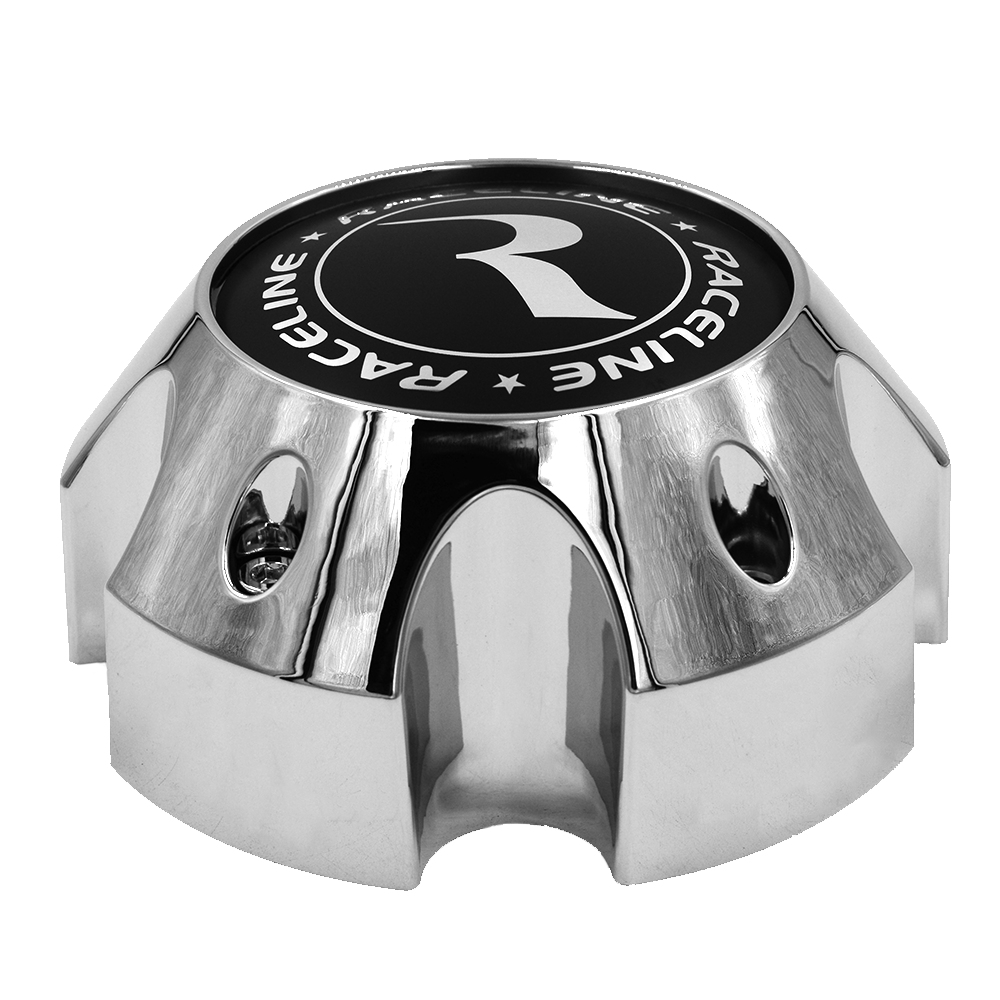 CPR982-55-B RACELINE 982 RAPTOR CAP CHROME W/BLACK LOGO 5X5.5/5X150
