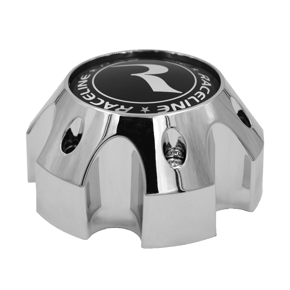 CPR982-6-B RACELINE 982 RAPTOR CAP CHROME W/BLACK LOGO 6X5.5