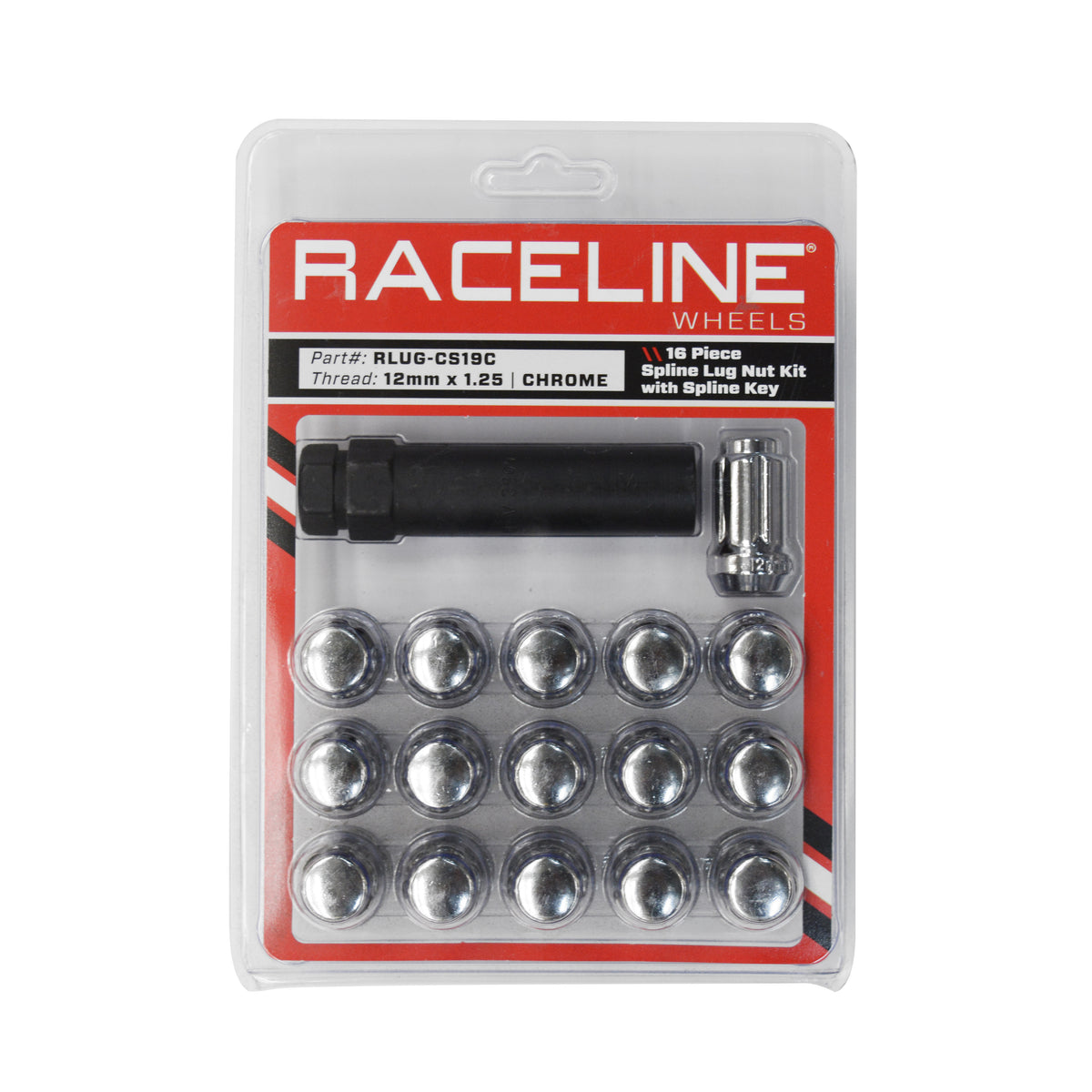 RLUG-CS19C 16 PACK 12X1 25 SPLINE CHROME CS PACK