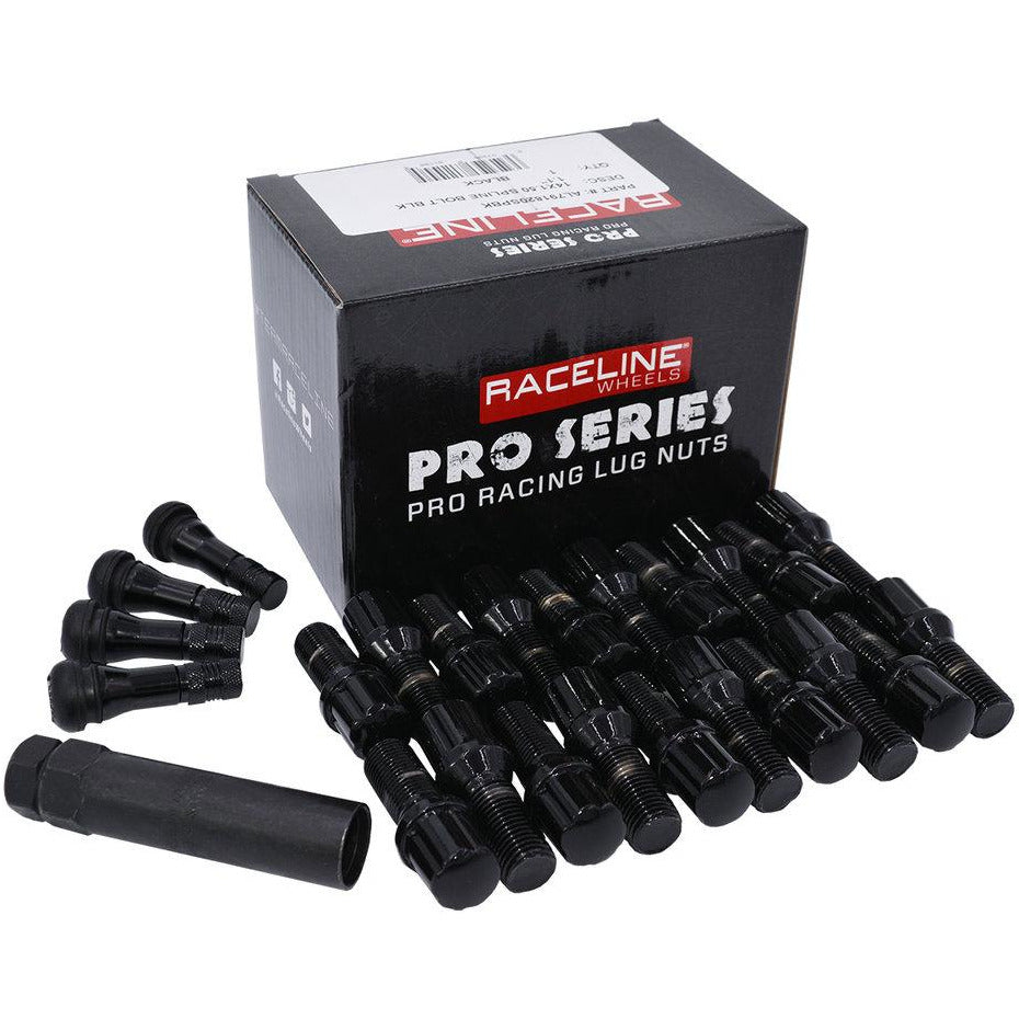 Raceline Spline Lug Nut Kit with Spline Key 12 x 1.5 - Black (20 Pack) - Part RLUG-CS25B main image 1