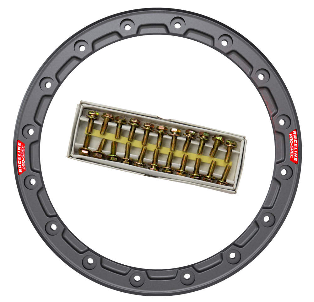 15" Gunmetal BL Ring 16 Hole A14 w/Red Decal