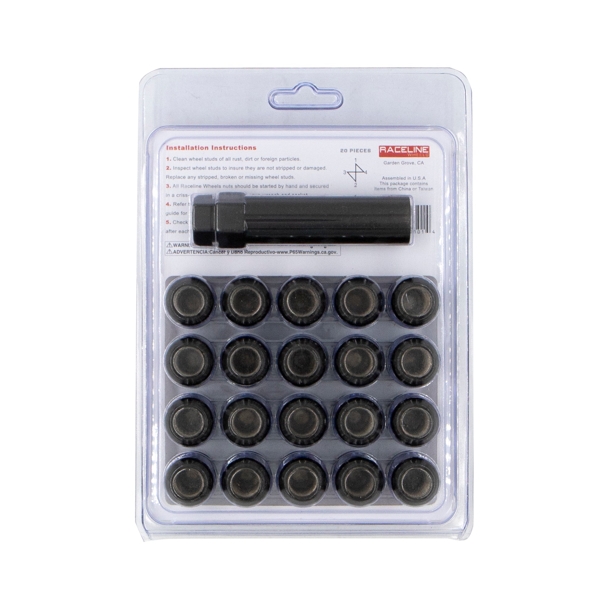 RLUG-CS25B (20pk 12X1.5 Spline Black CS Pack) – Raceline Wheels