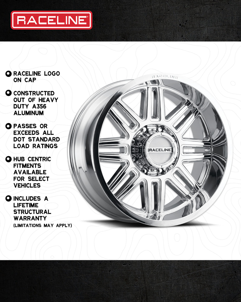 Aluminum 18x9 Split 948C Chrome Raceline Wheels main image 1